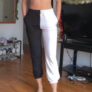 Black and white joggers